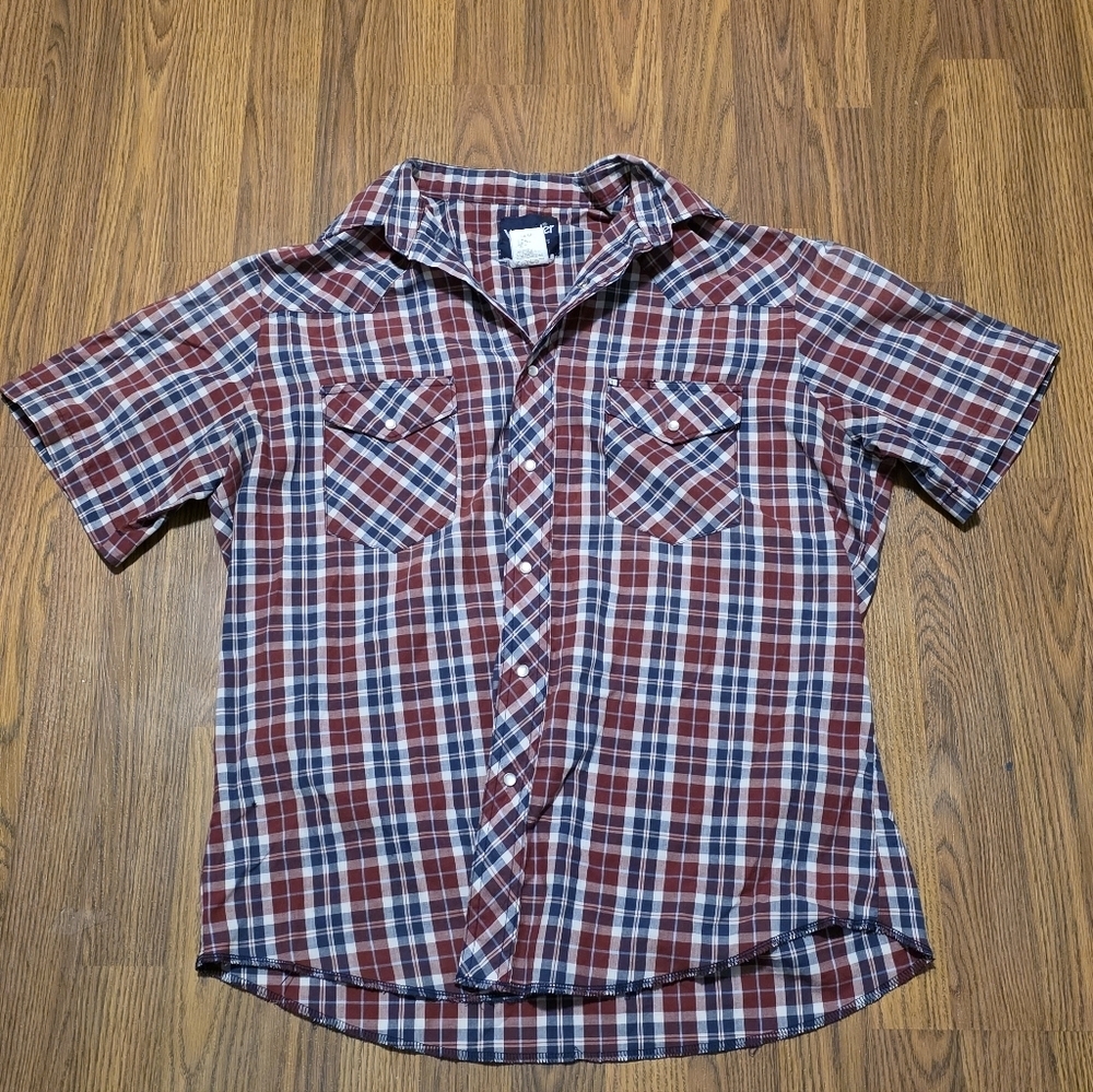 Vintage 90s Wrangler Western Pearl Snap Shirt Men’s Large Red Plaid Cowboy E56